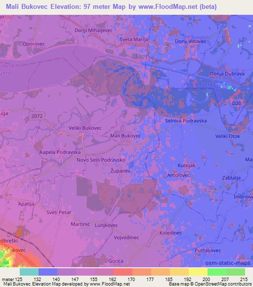 Mali Bukovec,Croatia Elevation Map