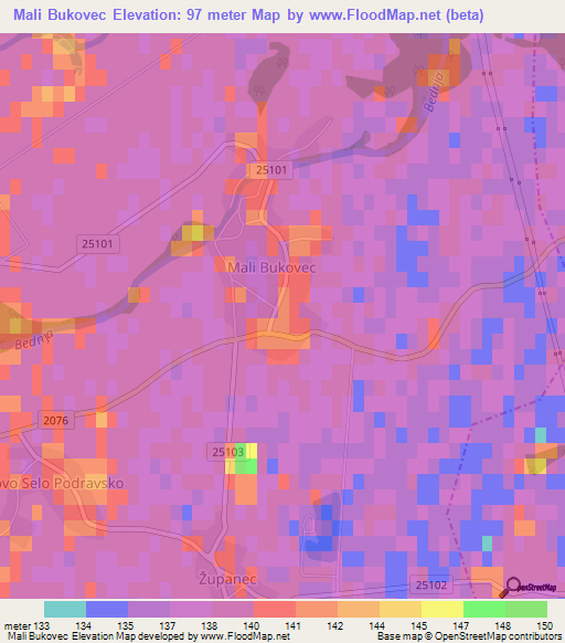 Mali Bukovec,Croatia Elevation Map