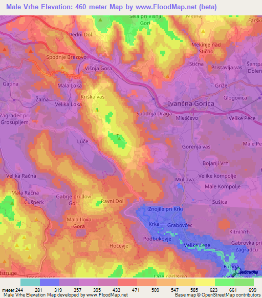 Male Vrhe,Slovenia Elevation Map