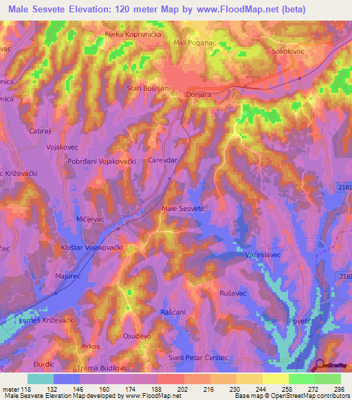 Male Sesvete,Croatia Elevation Map