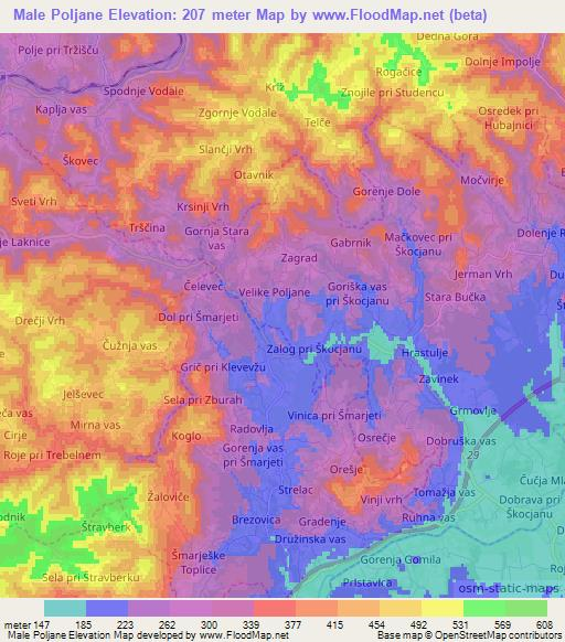 Male Poljane,Slovenia Elevation Map