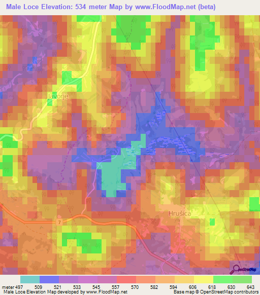 Male Loce,Slovenia Elevation Map