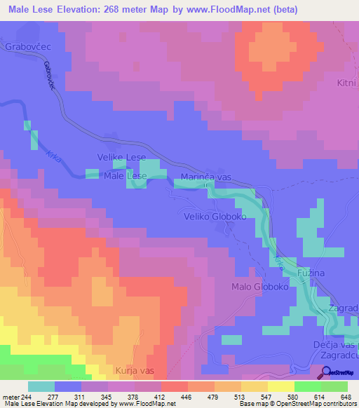 Male Lese,Slovenia Elevation Map