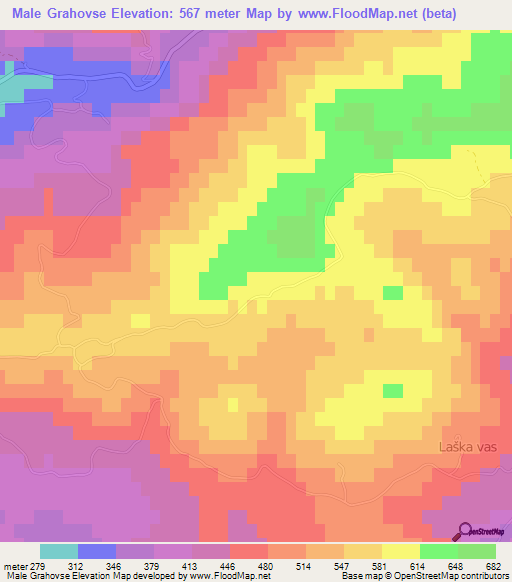 Male Grahovse,Slovenia Elevation Map