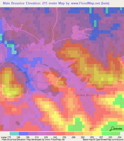 Male Brusnice,Slovenia Elevation Map