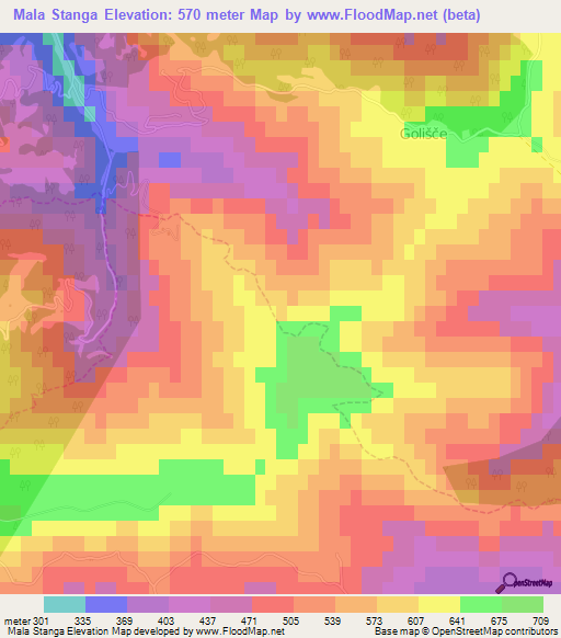 Mala Stanga,Slovenia Elevation Map