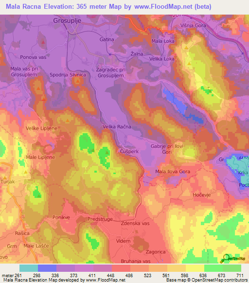 Mala Racna,Slovenia Elevation Map