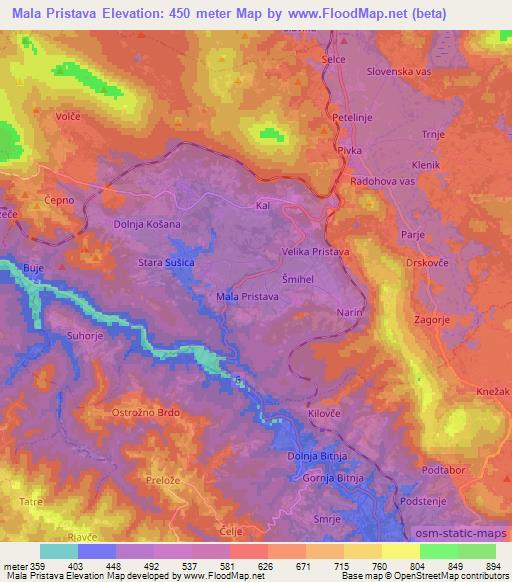 Mala Pristava,Slovenia Elevation Map