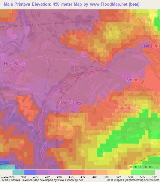 Mala Pristava,Slovenia Elevation Map