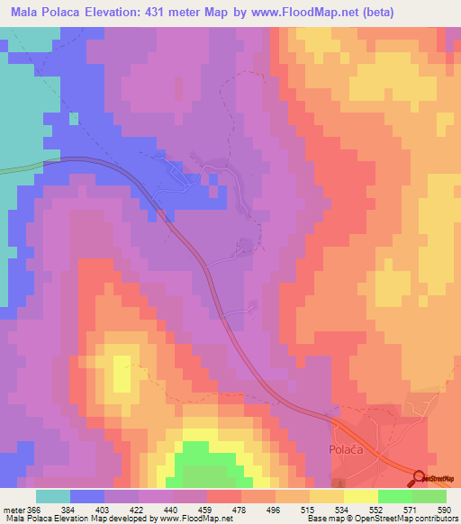 Mala Polaca,Croatia Elevation Map