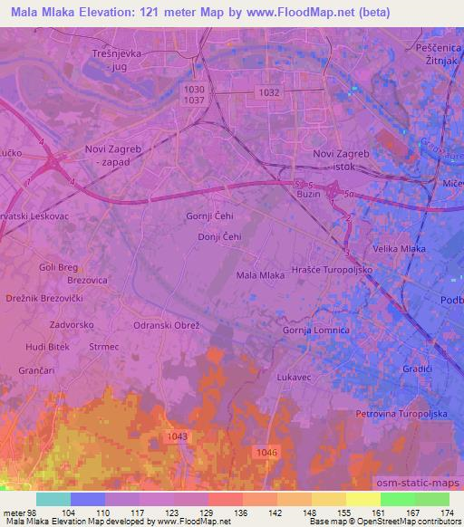 Mala Mlaka,Croatia Elevation Map