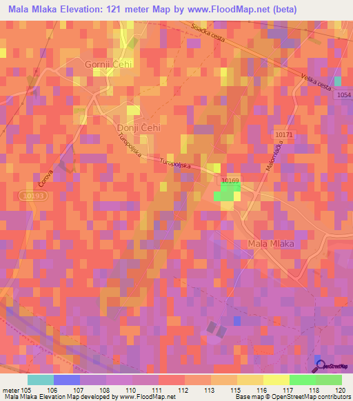 Mala Mlaka,Croatia Elevation Map