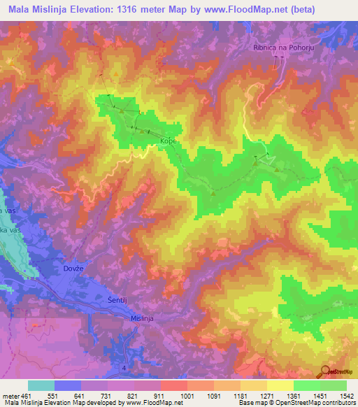 Mala Mislinja,Slovenia Elevation Map