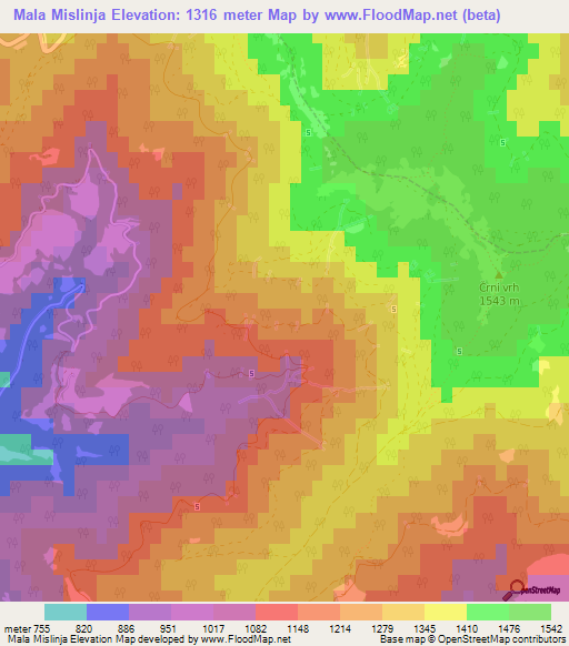 Mala Mislinja,Slovenia Elevation Map