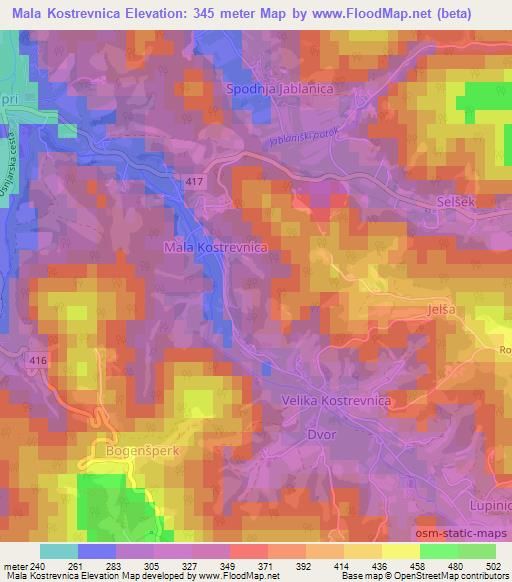 Mala Kostrevnica,Slovenia Elevation Map