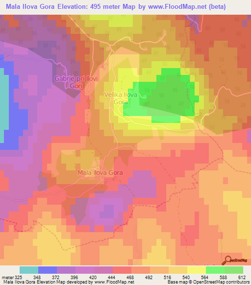 Mala Ilova Gora,Slovenia Elevation Map