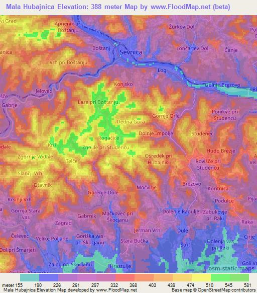 Mala Hubajnica,Slovenia Elevation Map