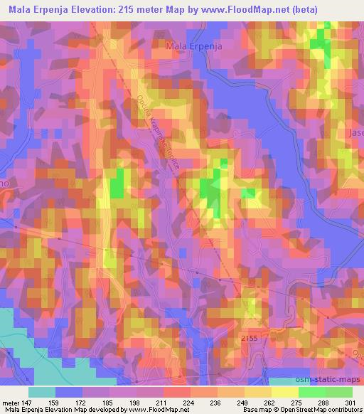 Mala Erpenja,Croatia Elevation Map