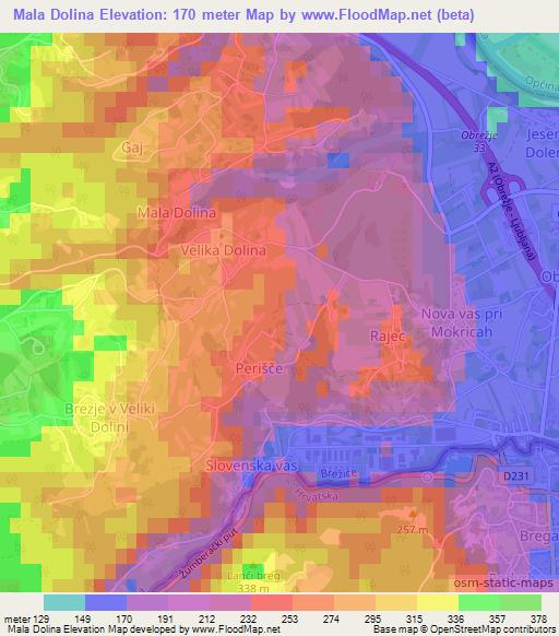Mala Dolina,Slovenia Elevation Map