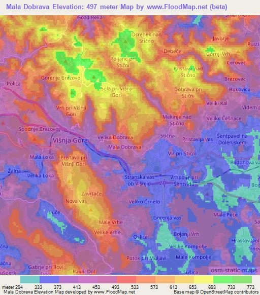 Mala Dobrava,Slovenia Elevation Map