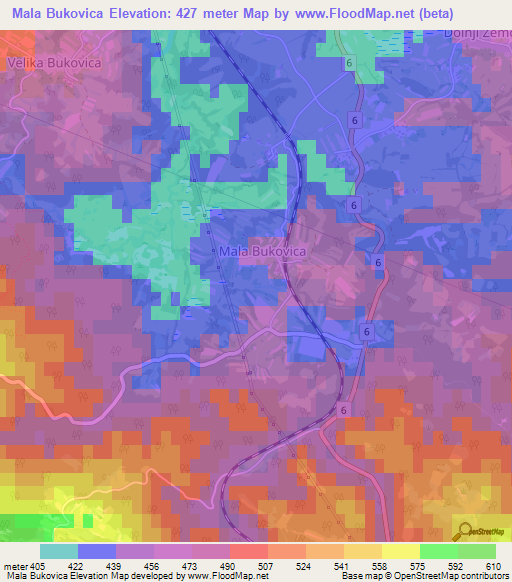 Mala Bukovica,Slovenia Elevation Map