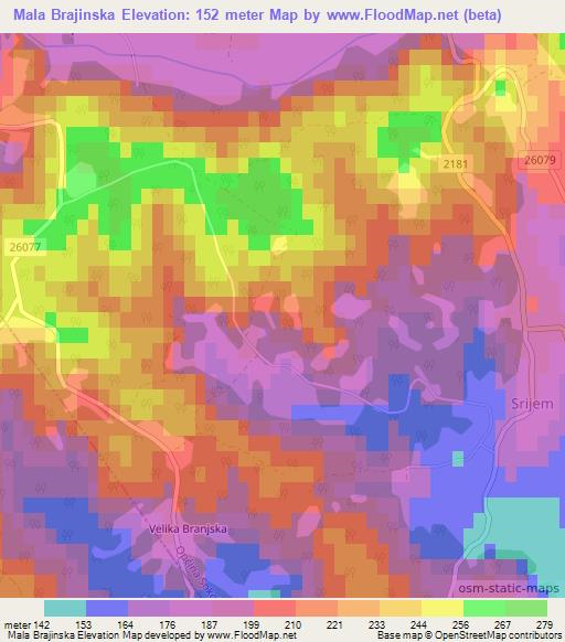 Mala Brajinska,Croatia Elevation Map