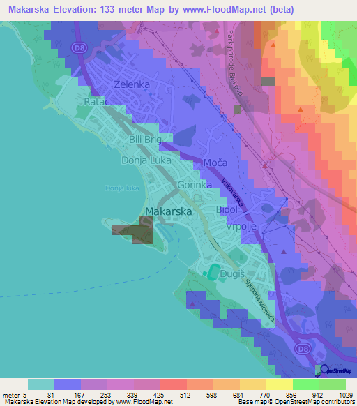 Makarska,Croatia Elevation Map