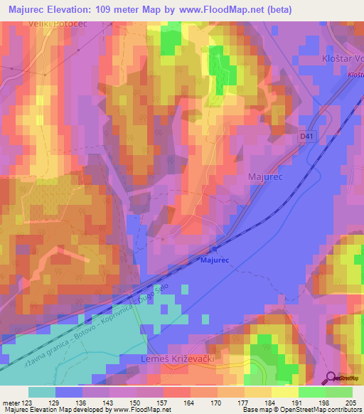 Majurec,Croatia Elevation Map