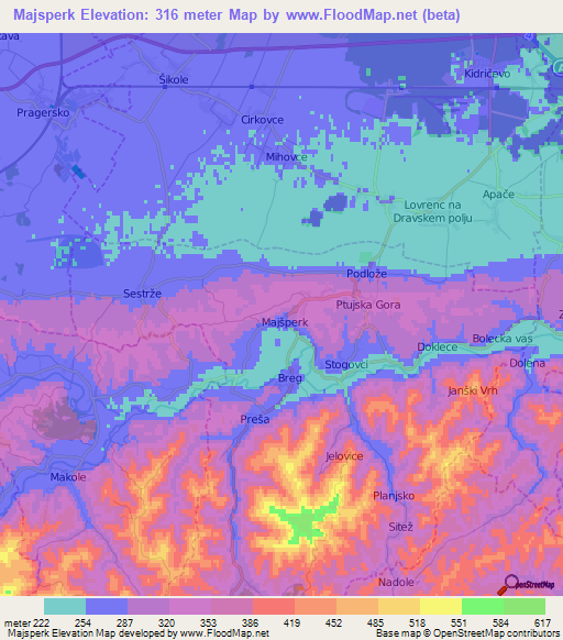 Majsperk,Slovenia Elevation Map