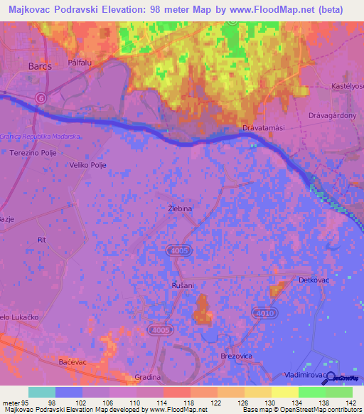 Majkovac Podravski,Croatia Elevation Map