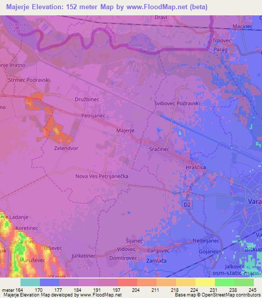 Majerje,Croatia Elevation Map