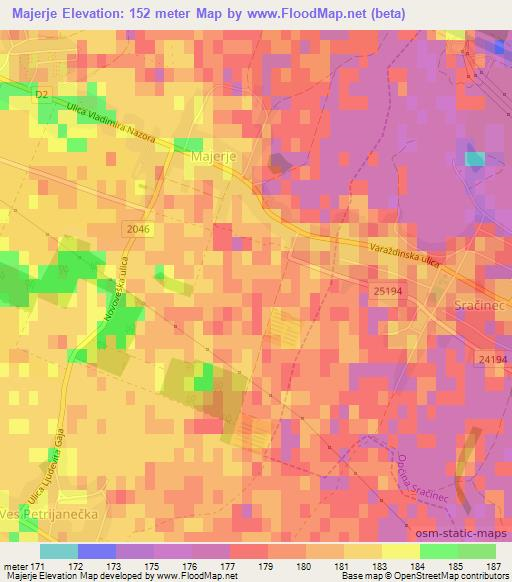 Majerje,Croatia Elevation Map