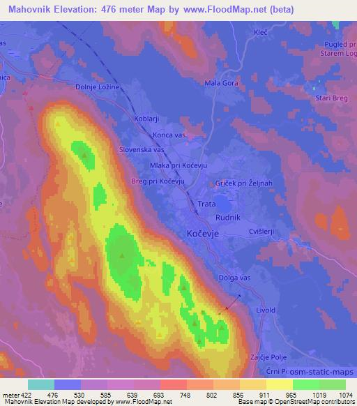 Mahovnik,Slovenia Elevation Map