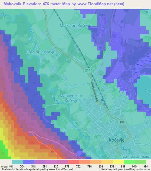 Mahovnik,Slovenia Elevation Map