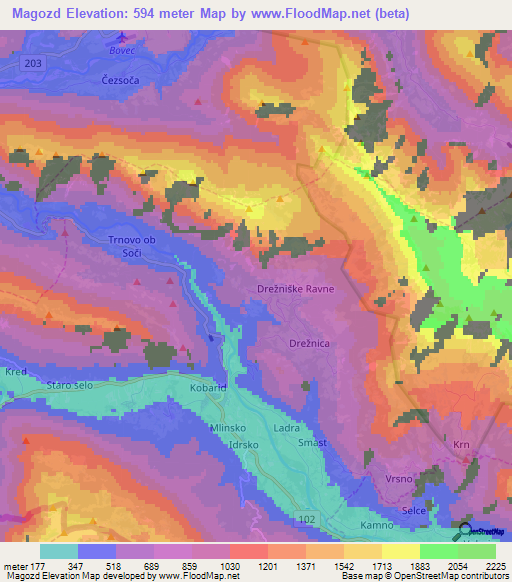 Magozd,Slovenia Elevation Map