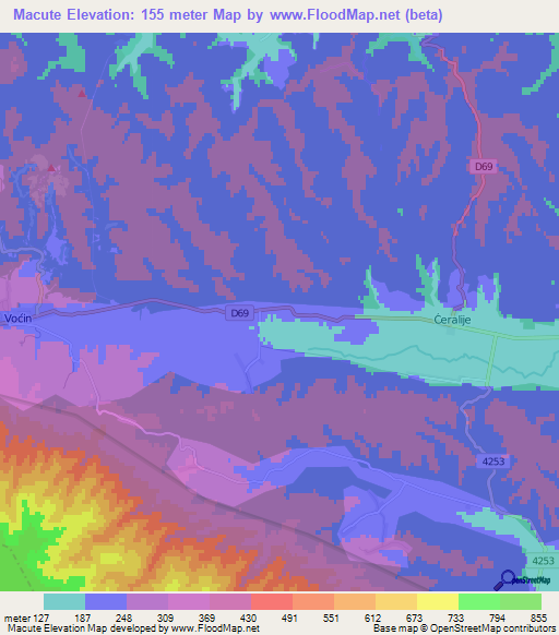 Macute,Croatia Elevation Map