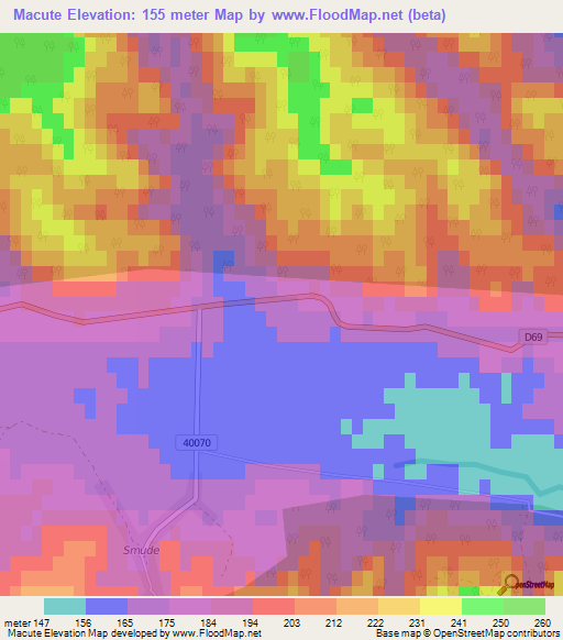 Macute,Croatia Elevation Map