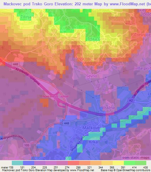 Mackovec pod Trsko Goro,Slovenia Elevation Map