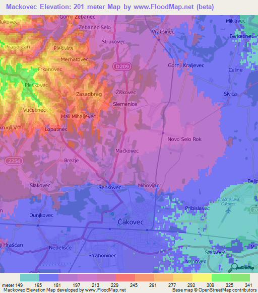 Mackovec,Croatia Elevation Map