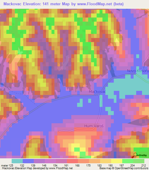 Mackovac,Croatia Elevation Map