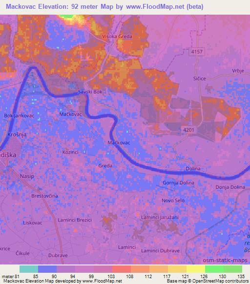 Mackovac,Croatia Elevation Map