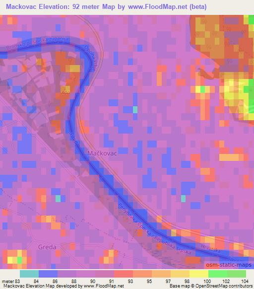 Mackovac,Croatia Elevation Map