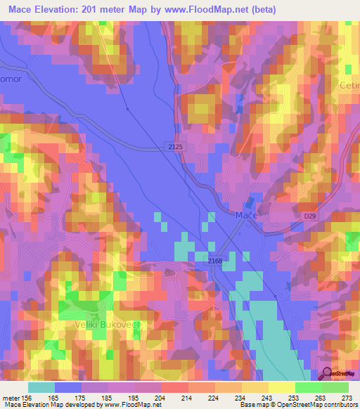 Mace,Croatia Elevation Map