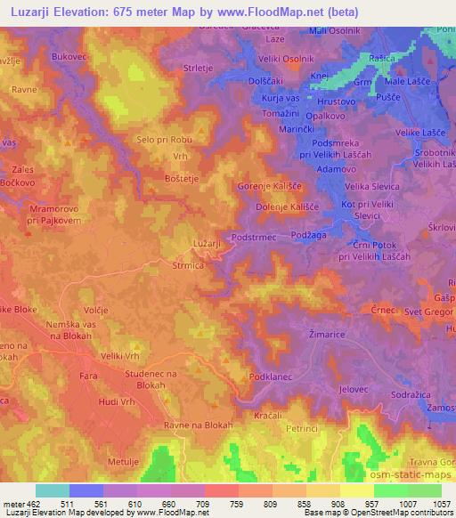 Luzarji,Slovenia Elevation Map