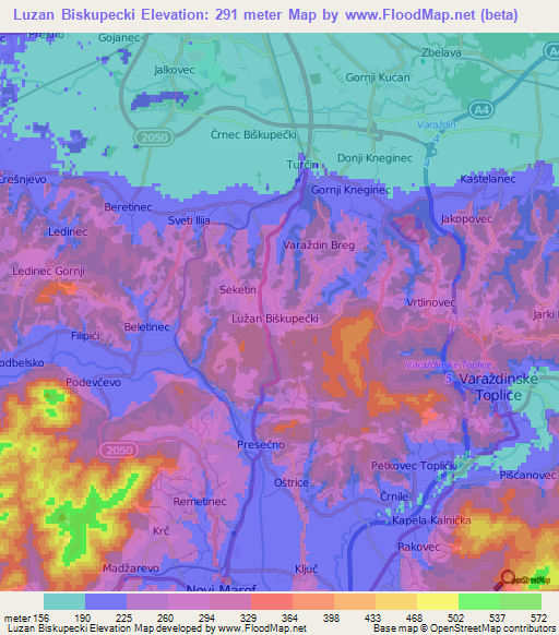 Luzan Biskupecki,Croatia Elevation Map