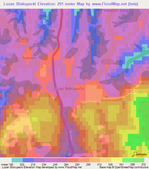 Luzan Biskupecki,Croatia Elevation Map