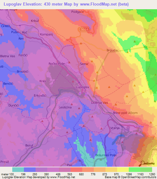 Lupoglav,Croatia Elevation Map