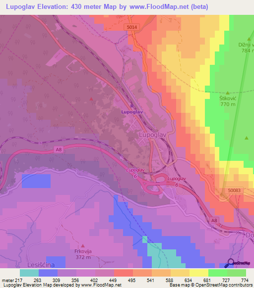 Lupoglav,Croatia Elevation Map