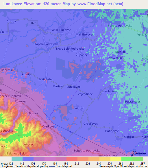 Lunjkovec,Croatia Elevation Map