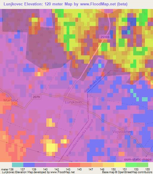 Lunjkovec,Croatia Elevation Map